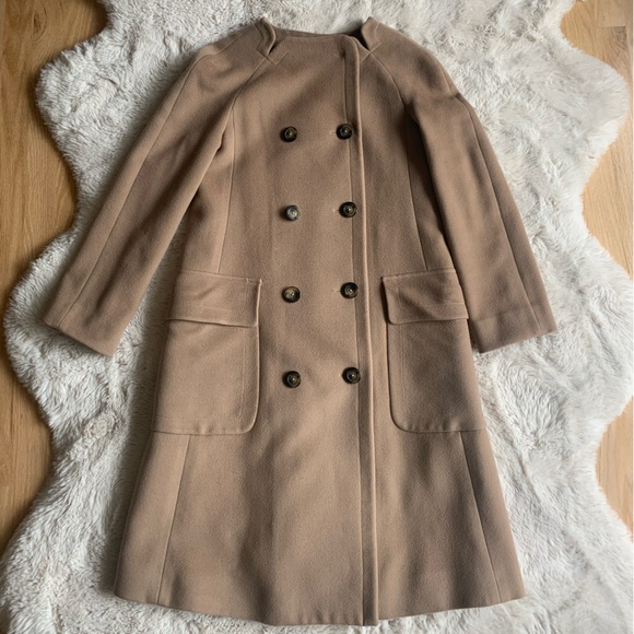 Authentic Burberry wool cashmere jacket coat beige tan sz 6 - Picture 1 of 13